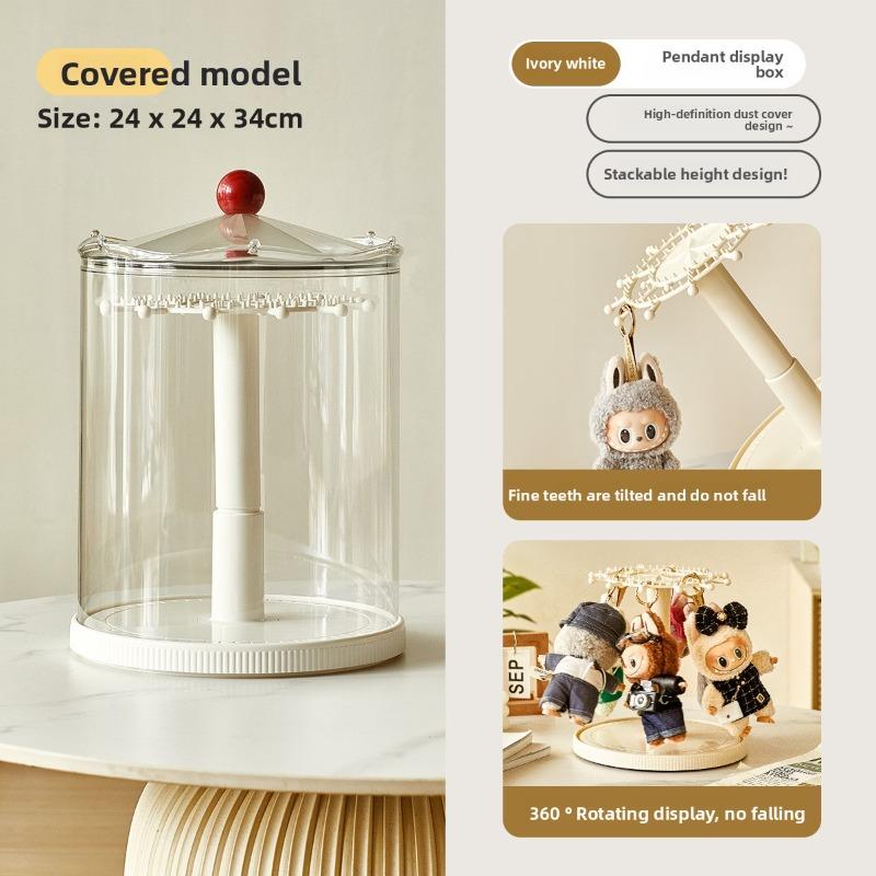 Rotating Blind Box Display Stand, Hanging Storage, Bubble Mart Figurine Dust Cover, Desktop Doll and Ornament Rack