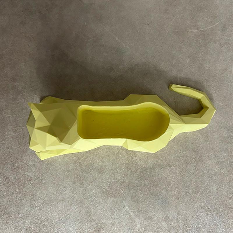 Geometric Cat Flower Pot Succulent Plant Pot Plastic Planter Desktop Ornament Home Office Decoration