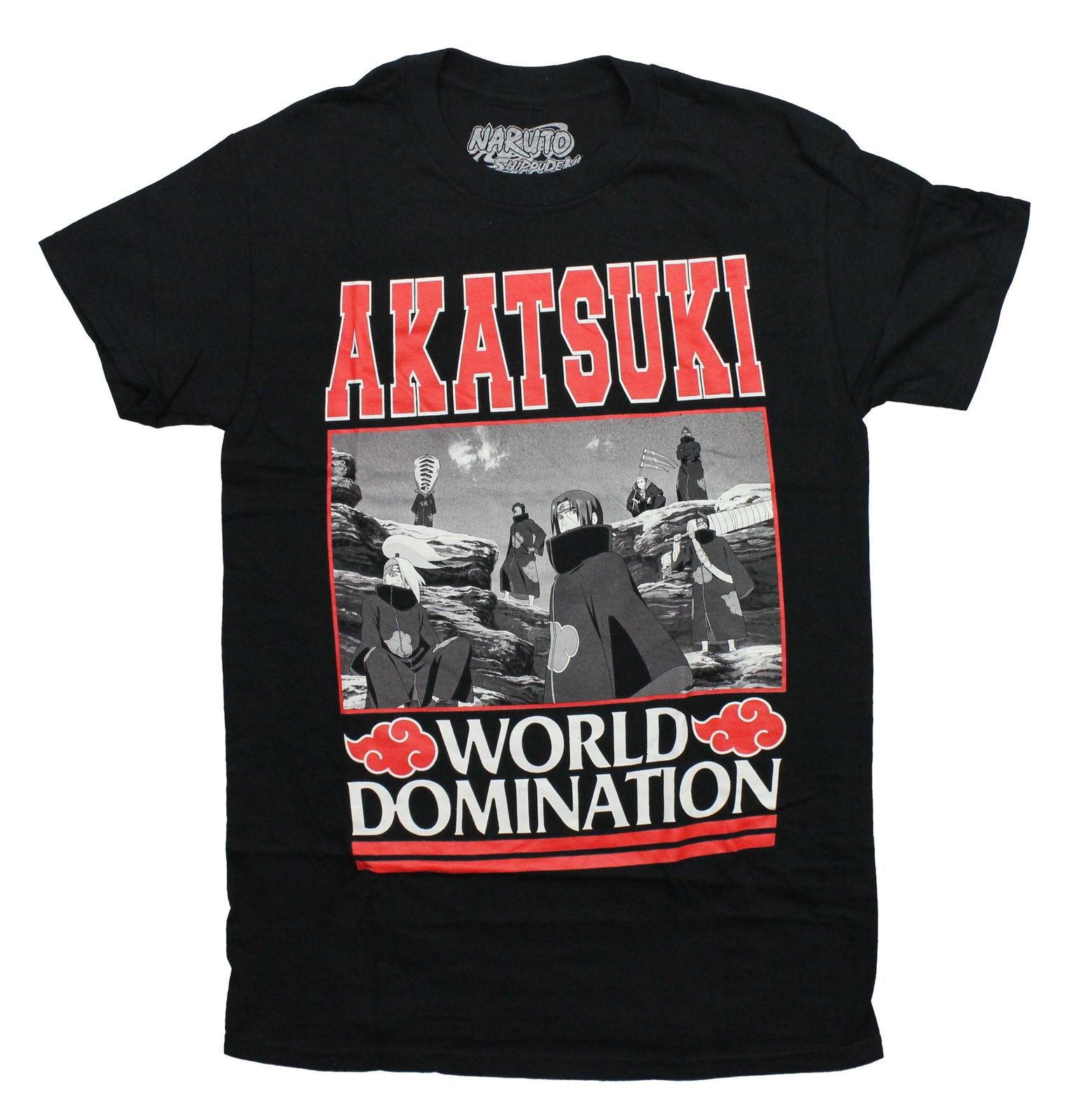 Naruto Shippuden New Adult T-Shirt - Akatsuki World Domination Grayscale Group S