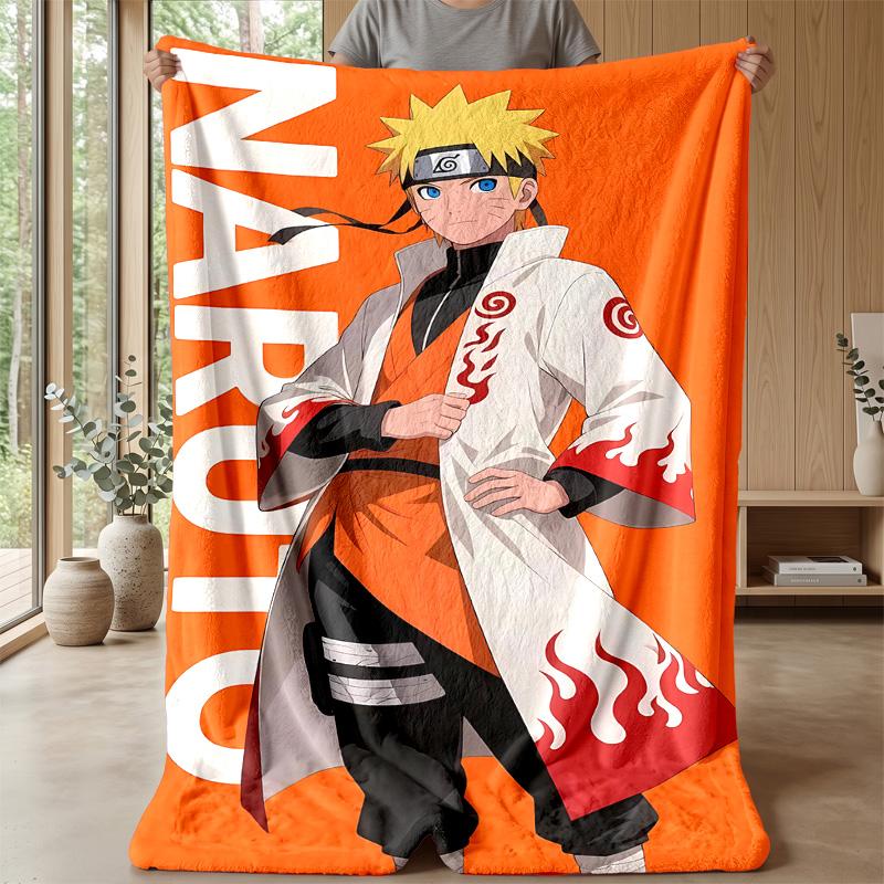 Naruto Uzumaki Printed Flannel Blanket Skin Friendly Warm Decorative Throw for Indoor Couch Bed Daily Use
