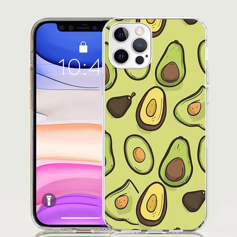 Cartoon Fruit Avocado Case Phone Cover for Apple iphone 16 15 14 13 12 Mini 11 Pro Max 16E X XS XR 7 Plus 8 + SE 2020 Trend Fund