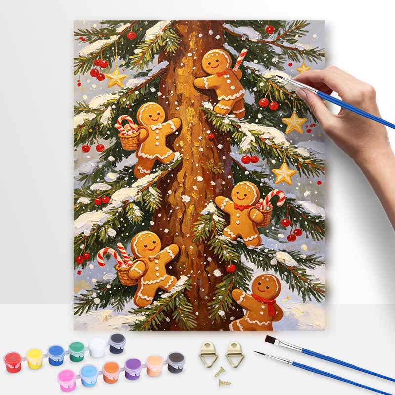 Christmas Gingerbread Man Tree Candy Star Painting Art Kit Hand Painting Home Decoration Painting