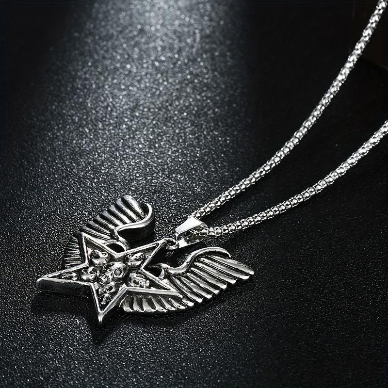 Pentagram Skull Wings Necklace Dark Retro Wings Hip Hop Street