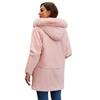 Women’s Parka Coats Faux Fur Hooded Fleece Lining Zipper Warm Cotton Jackets Mid-length Puff Outerwear Winter Clothes