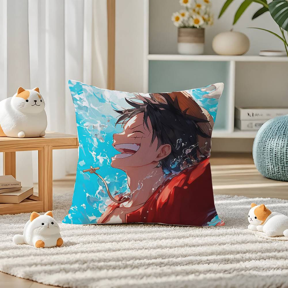 One Piece Gear Five Luffy Anime Plush Pillow Cover Soft Short Plush Cushion Cover For Sofa Bedroom Home Decor Gift Decoration