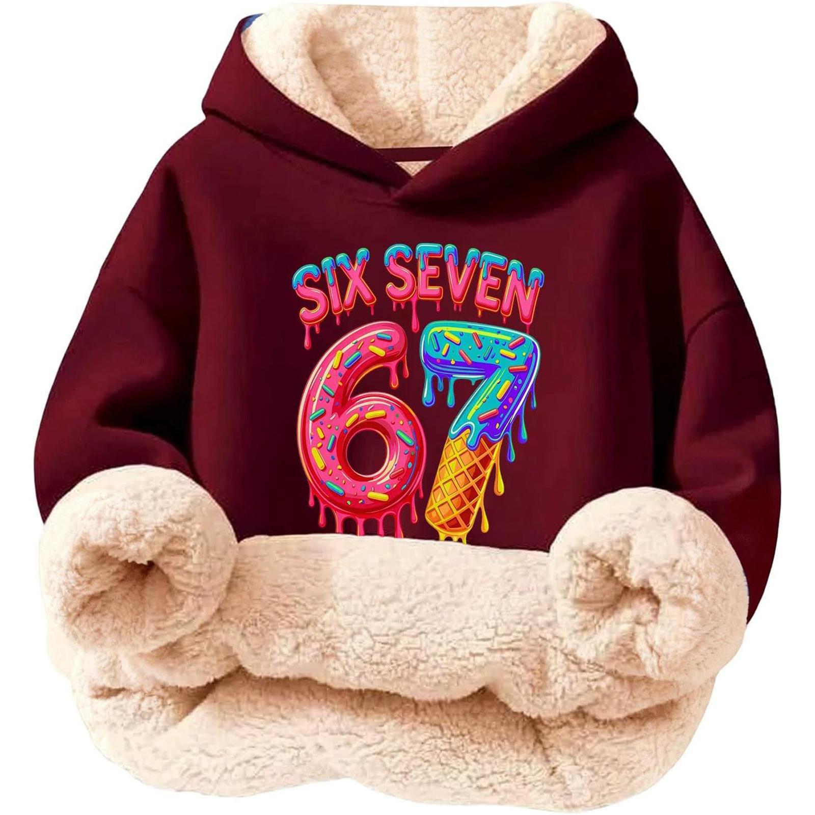 

Children s Fashionable Printing Casual Fleece Hooded Loose Fit Hoodie Without Pockets 170 винний
