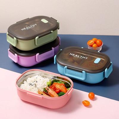 1Pcs 900ML Stainless Steel Bento Lunch Box Kids School Picnic Portable Sealed Cute Food Container Lunchbox Lunch and Dinner Box