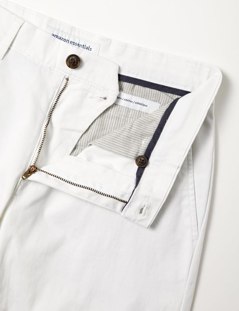 Amazon Essentials Men's Washed Athletic Fit Comfort Stretch Chinos (formerly Goodthreads), White, Size W31 / L34
