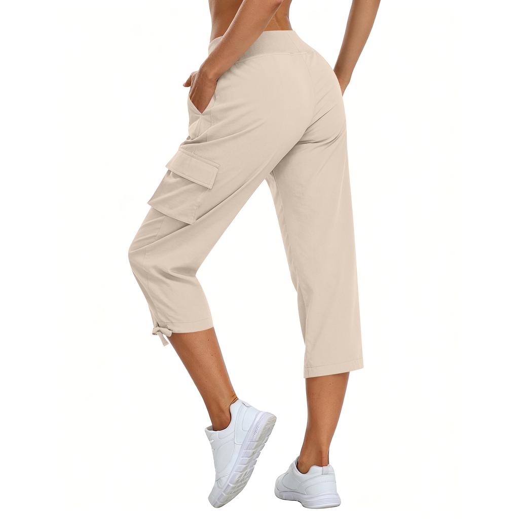 Pantalones Cargo de Secado Rápido para Mujer con Cordón Ajustable Corte Holgado Casual para Trabajo Senderismo al Aire Libre Viajes Ligeros