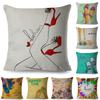 Cute Footwear Cushion Cover Cartoon Shoe Pattern Print Soft Linen Blend Kids Room Playroom Home Decor Pillow Case