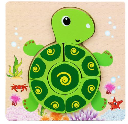 3D Wooden Puzzle Cartoon Animal Traffic Jigsaw Early Learning Cognition Game Puzzle Toys for Children Gift