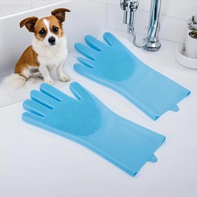Evcil hayvan bakım temizlik eldiveni köpek kedi banyo şampuanı eldiven Scrubber sihirli bulaşık yıkama temizleyici sünger silikon epilasyon eldiveni