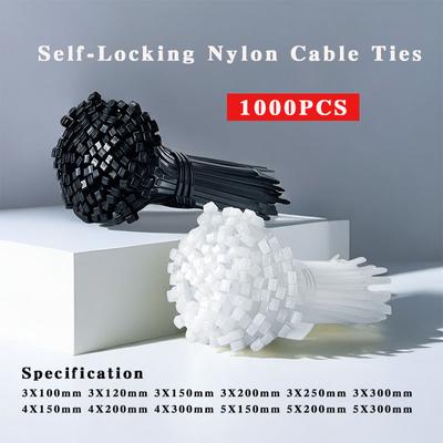 1000 STÜCK Nylonkabel Selbstsichernde Kunststoffbinder Industriebedarf Befestigungselemente&Eisenwaren Kabelbinder Zip Ties Für Zuhause Büro Industrie