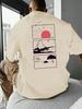 Japanischer Berg Fuji Sonnenaufgang Herren T-Shirt Landschaftsmuster Großes Kurzarm Oberteil Sommer Streetwear