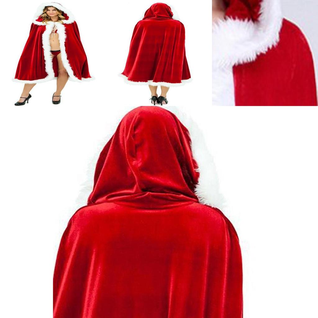 Premium Quality Adult Christmas Mrs Santa Claus Cosplay Costume Fancy Hooded Cloak Manteau Xmas For Festive Celebrations