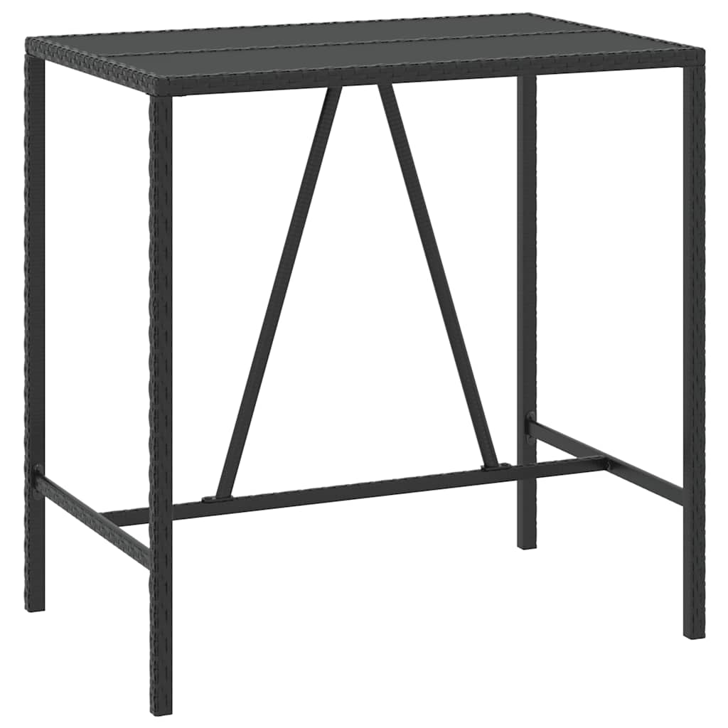7 Piece Garden Bar Set Black Poly Rattan & Solid Acacia Wood