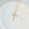 Zircon Cross Necklace Women'S Light Luxury Personality Versatile Micro-Inlaid Pendant Chain Accessories