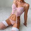 European and American Embroidered Push-up Lingerie Set - Pink, Underwire, Sexy, Comfortable, Tempting