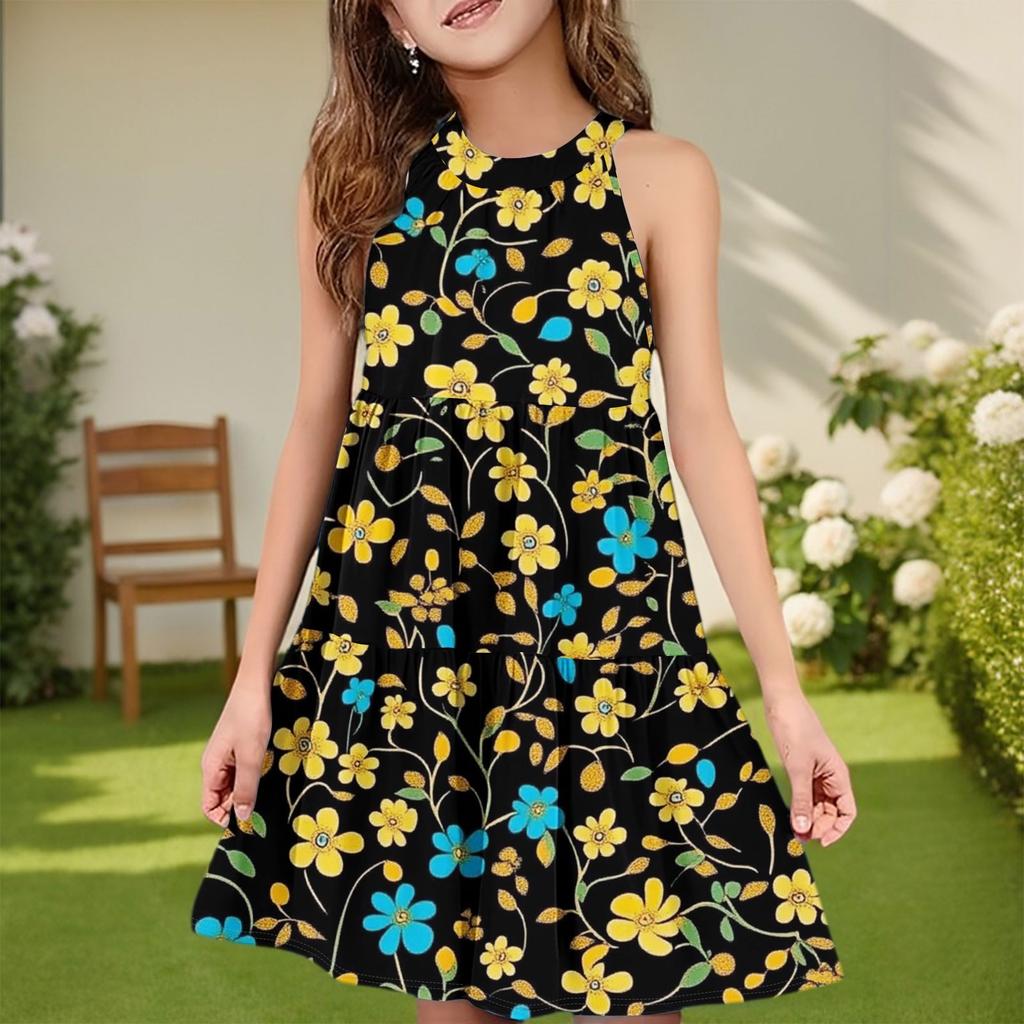 Children's Summer Casual Fashion Round Neck Sleeveless  Dress