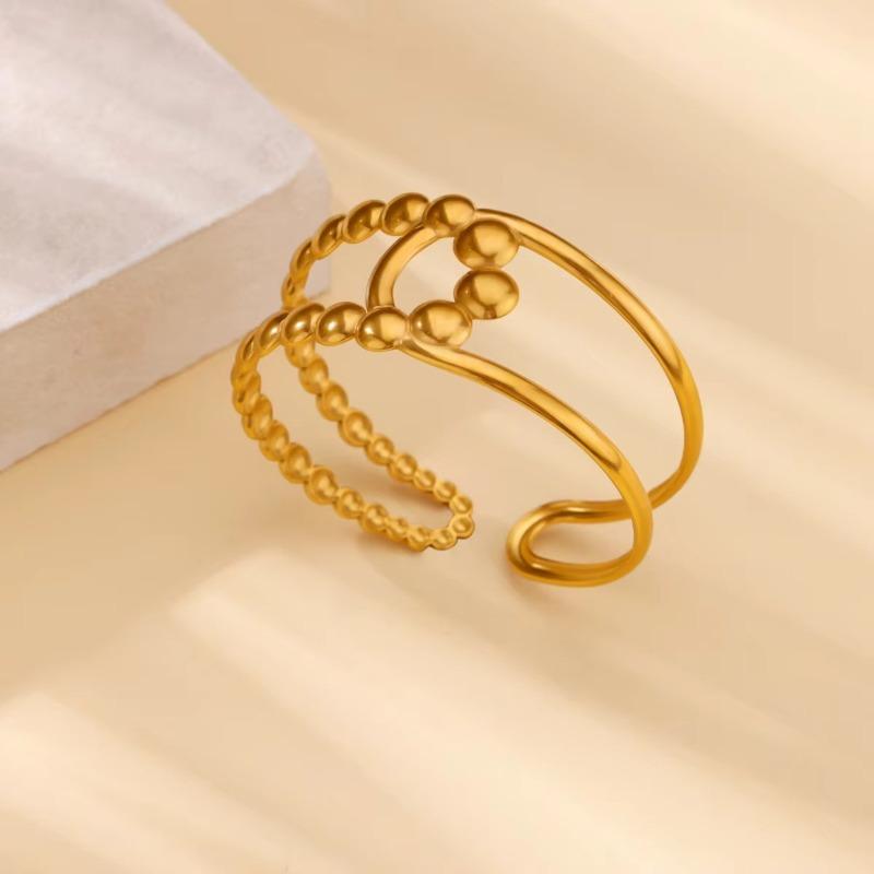 New Bracelet Stainless Steel Various Versatile Fashion Gold Irregular Hollow Wide Version Jewelry Women