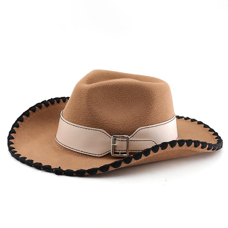 Popular European and American classic retro western cowboy hats, men's and women's fashion high-end peach heart top hats