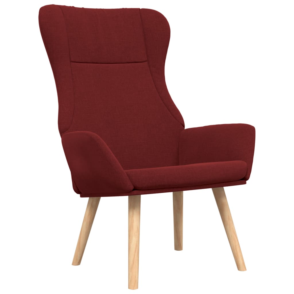 Recliner Chair with Ottoman Wine Red Fabric