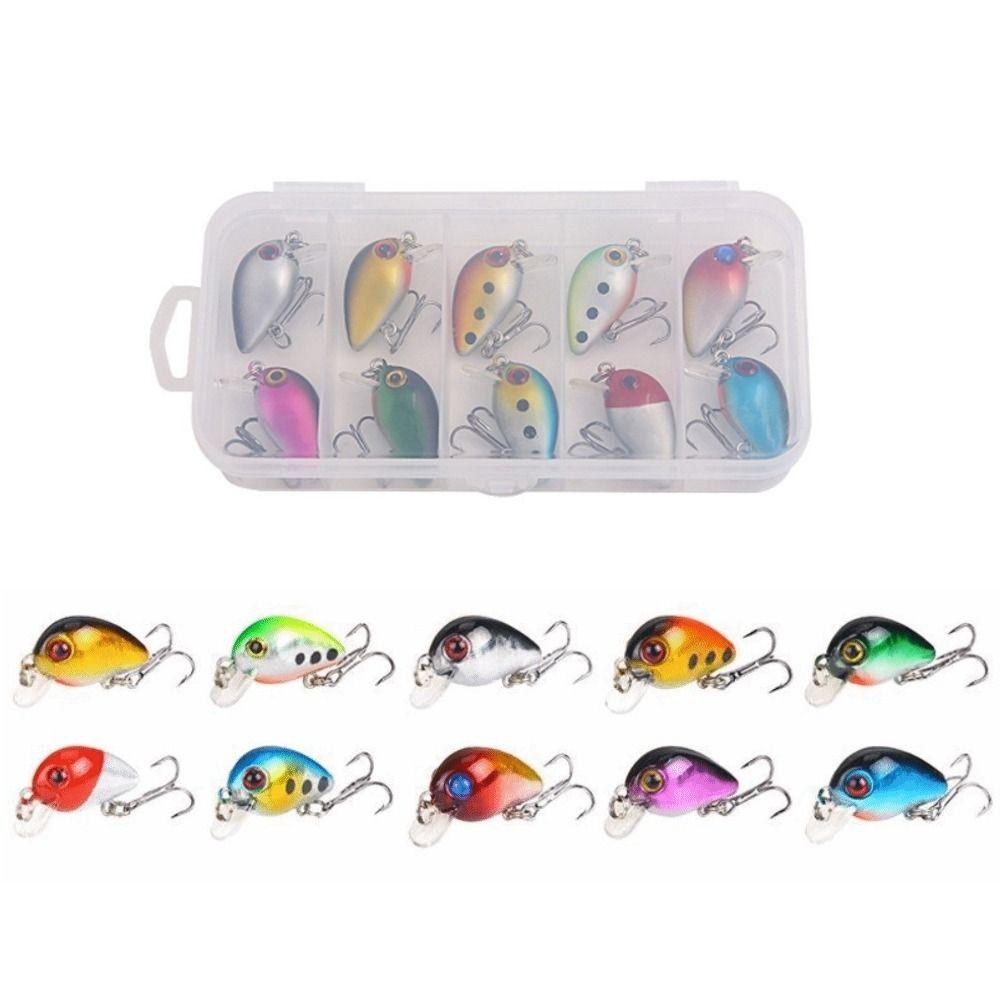 10PCS with 3D  Eyes Fishing Crankbaits ABS Fishing Lures Durable Sinking Lures  Freshwater Fishing