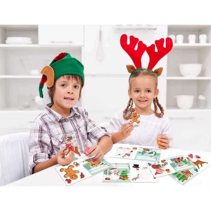 PETCEE 30PCS Christmas Craft Cards for Kids Christmas Gifts Card with Envelopes Santa Deer Snowman Pop Up Card Xmas Exchange Cards for Family Friends