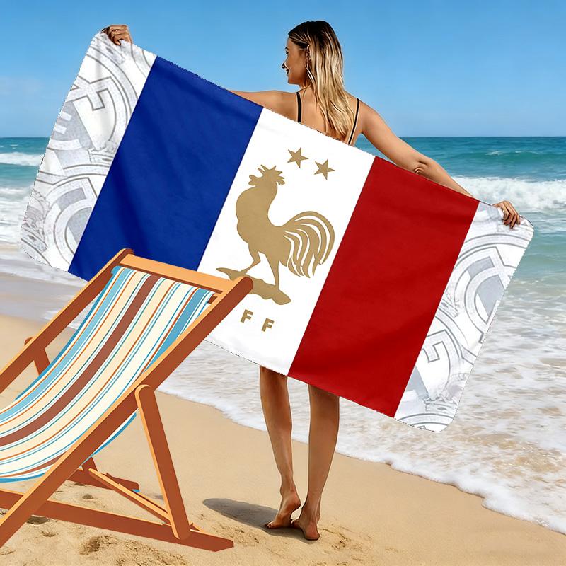 France National Football Team2 Print Beach Towel, Large Soft Quick Dry Towel for Beach Camping Swimming