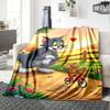 1pc Tom and Jerry Flannel Blanket Soft Warm Throw for Home, Office, Travel, All-Season Cozy Bedding Gift L1387
