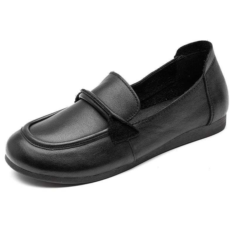 Retro Rutschfeste Atmungsaktive Slipper aus Leder für Mittelalte und Ältere Frauen