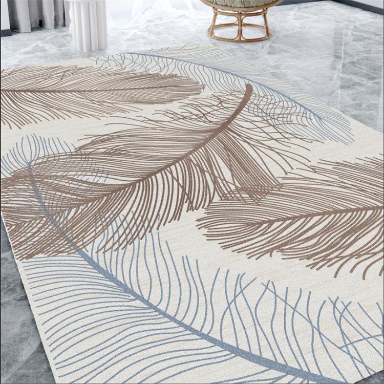 Feather Print Floor Mat Living Room Large Area Anti-Slip Carpet Bedroom Room Bedside Blanket Home Decor