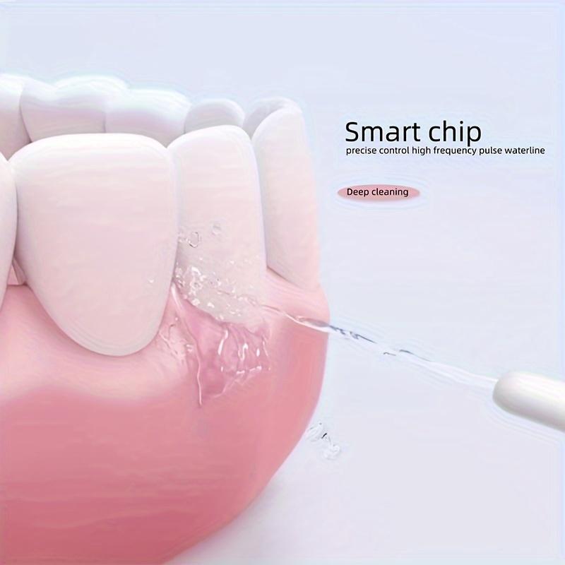 Dental Floss, Portable Cordless Oral Irrigator Cleaning 3 Modes, Waterproof Rechargeable Dental Cleaner, with 4 Nozzles