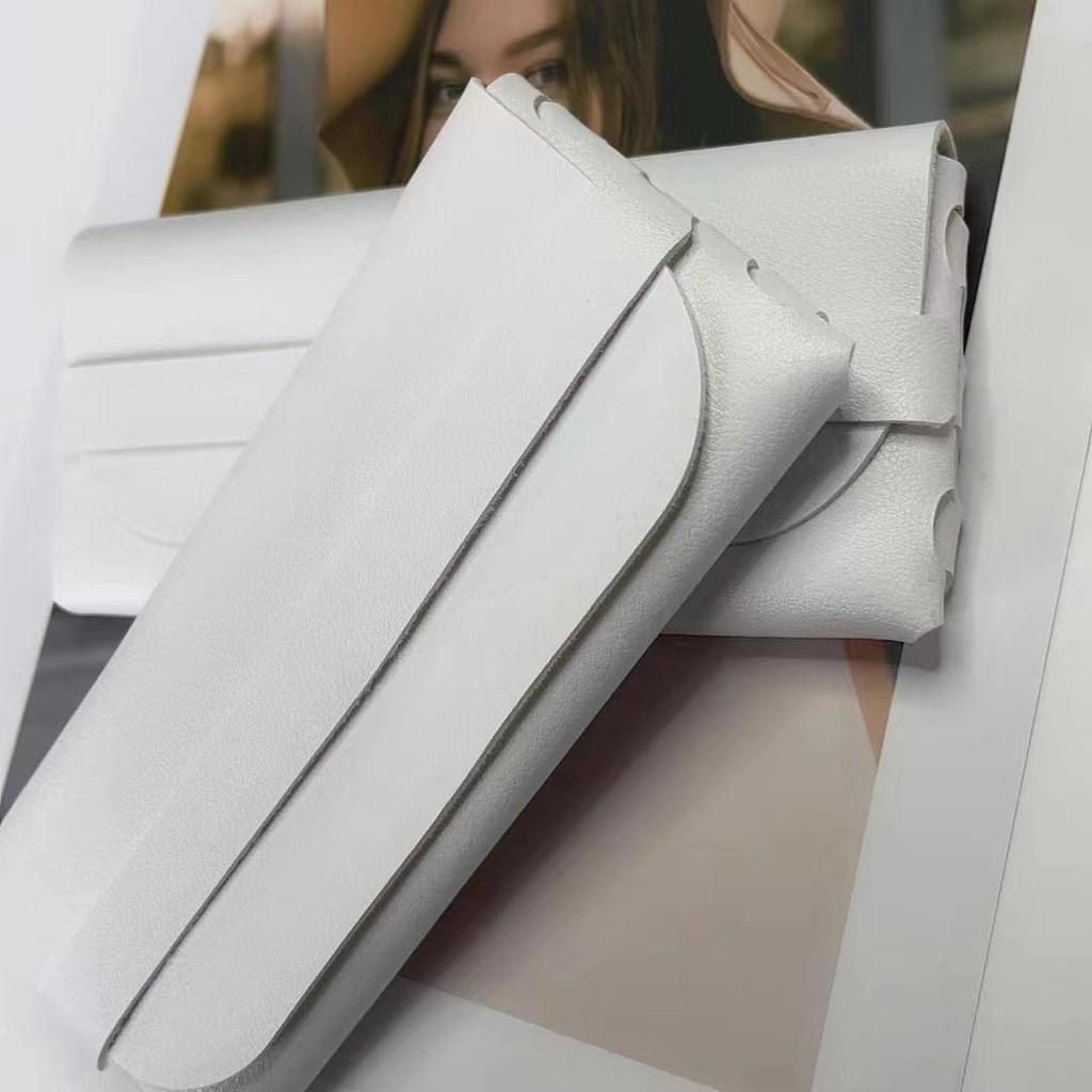 Simple White Glasses Case: 1.4mm Thin, Soft Clutch, Creative Student Design, Portable, Fresh Style
