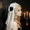 Vintage Headdress Gothic Halloween with Rose And Chain Decoration, Mini Bowler Hat, Cosplay Party Accessory Retro Small Top Hat Hair Clip for
