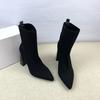 2025 Autumn and Winter New Popular European and American Style Internet Celebrity Thin Boots Super Soft Socks Boots Pointed Thick Heel Huge Thin Sho