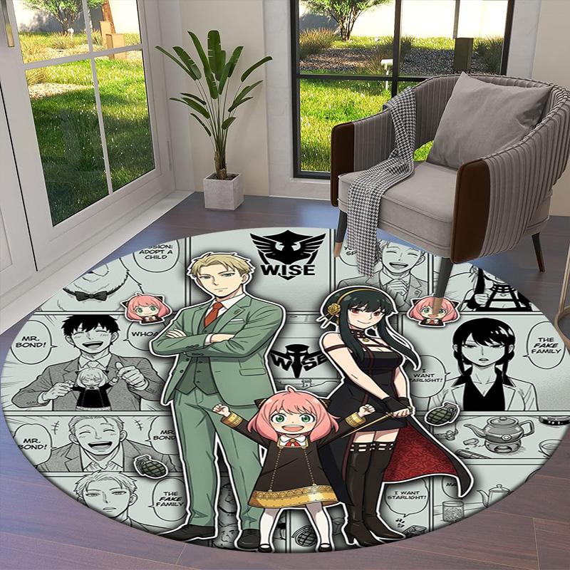 Spy Family Round Area Rug Carpet Rug For Living Room Bedroom Sofa Playroom Decor Nonslip Floor Mat