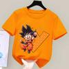 Dragon Ball Goku T-shirt for Children Cartoon A-Z Letters Tee Top Boys Girls Orange Clothes New Kids Short Sleeve Clothing Gift