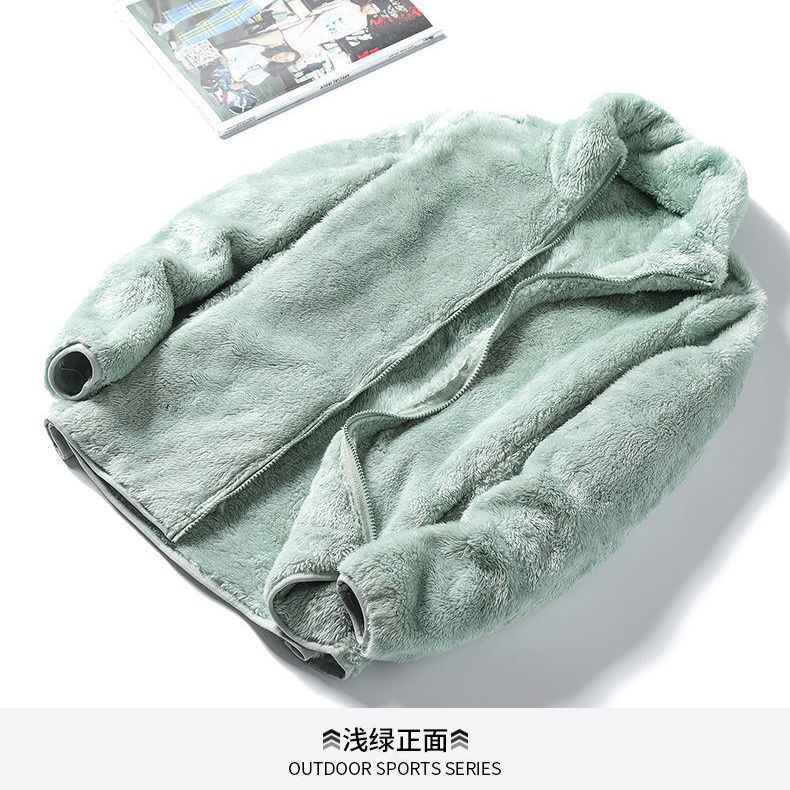 Homewear Plush Jacket Women's Autumn and Winter Outer Wear Zipper Fleece Thickened Double-sided Coral Fleece Stand-up Collar Sweater Women