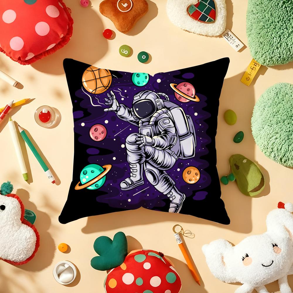 Astronaut Spacewalk Exploration Cushion Cover Plush Fabric Soft DoubleSided Printed Sofa Warm Winter Home Gift Pillow Cover