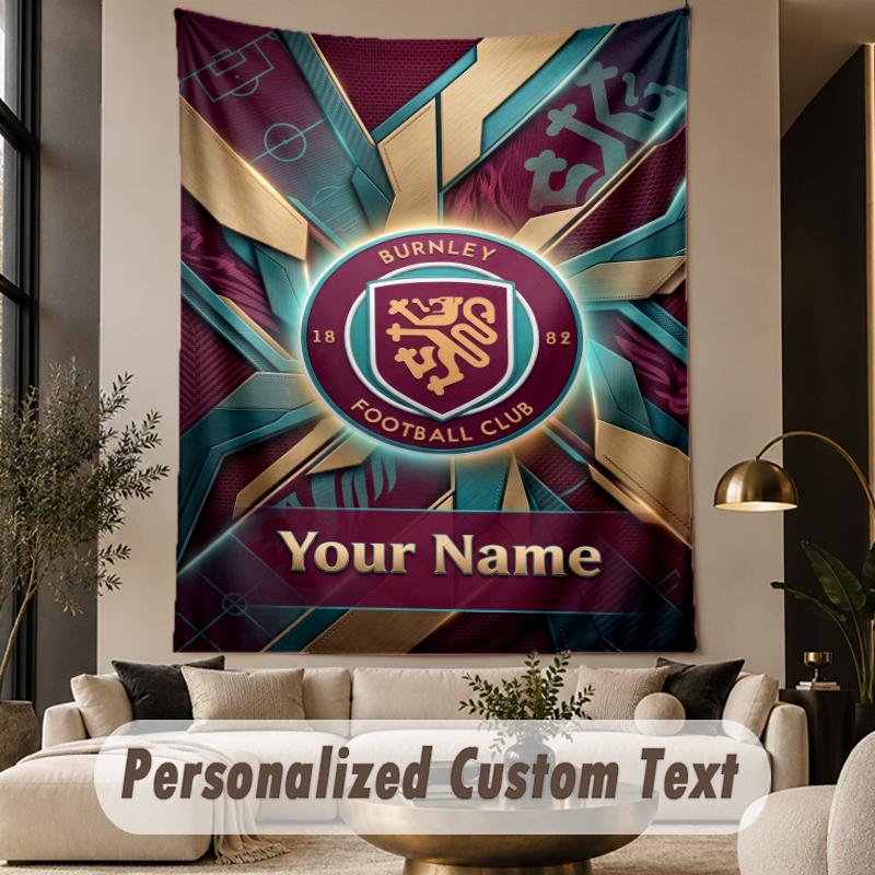 Custom Text Tapestry Burnley Football Print Wall Tapestry Indoor Living Room Wall Decor