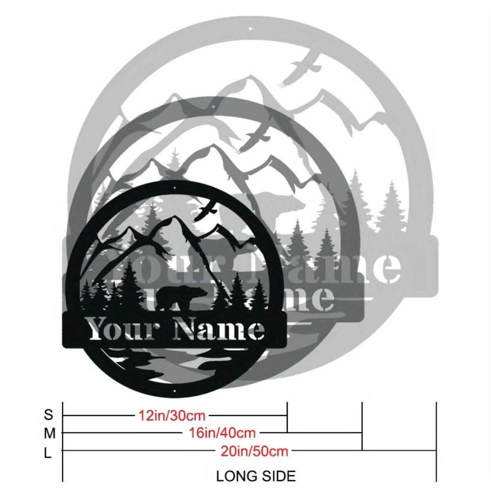 

Rustic Bear Metal Wall Sign for Patio Cabin Lodge Hanging Decor Personalized Monogram S