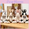 Cute Bowknot Plush Rabbit Backpack Realistic Long Fur Bunny Doll Cartoon Stuffed Animal Bag