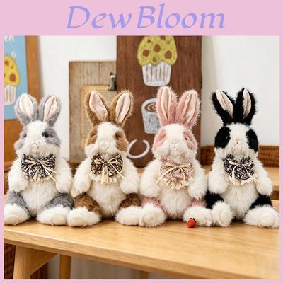 Cute Bowknot Plush Rabbit Backpack Realistic Long Fur Bunny Doll Cartoon Stuffed Animal Bag