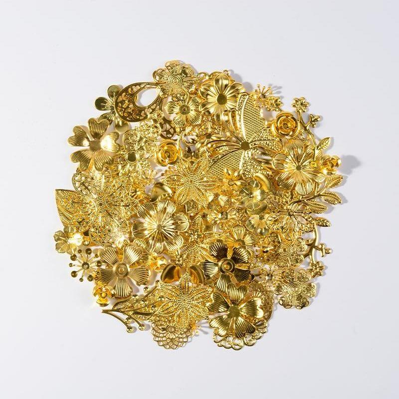 Handmade Metal Flower Hairpin DIY Kit: Golden Applique & Ancient Style Mix