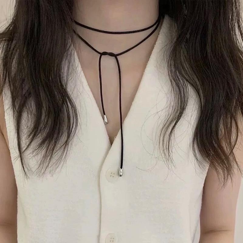 Korea Black Cord Pearl Pendant Necklace: Versatile, High-End Fashion Choker