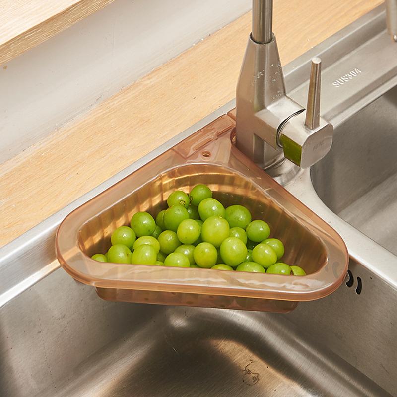 Drain Basket Triangular Non-Slip Easy Hanging Punch Vegetable Cleaning