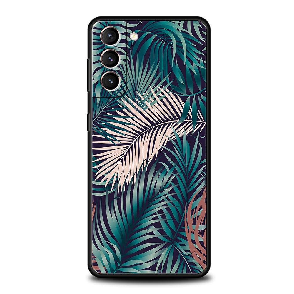 Vintage Banana Leaf Flower Phone Case For Samsung Galaxy S24 S23 S22 S20 Ultra S21 FE 5G S10 S9 Plus S10E Soft Silicone Cover