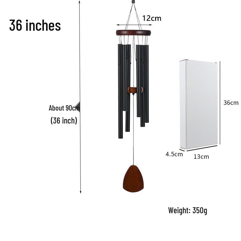 37-inch Retro Six-tube Aluminum Wind Chime Pendant - Home Decor Three-color Wall Hanging Ornament