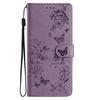 For iPhone 17 Pro Max Wallet Phone Case Butterfly Floral Imprint Leather Flip Cover with Strap